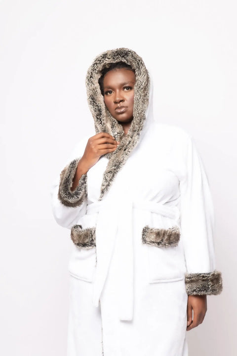 Ombre Faux Fur Hoodie Robe The Big Pajama Party